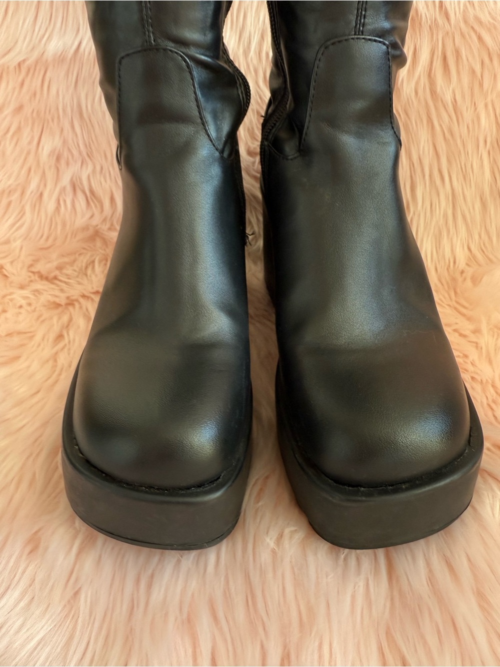 Steve Madden Duke 30 Blackout Knee Length Stretch Platform Wedge Boots Size 6 - Picture 4 of 12